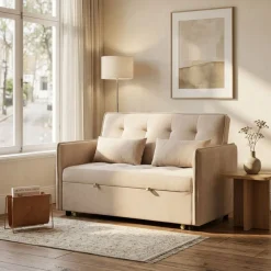 Sofá cama Bilbao 2 plazas con cojines y bolsillo lateral 96x135x87 cm