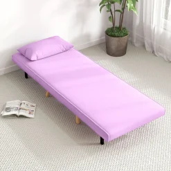 Sofá cama Brave Homcom respaldo ajustable 5 posiciones rosa 85x72x75 cm