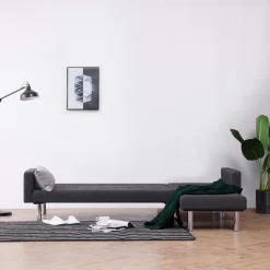 Sofá cama chaiselongue Five gris oscuro 69x218x155 cm