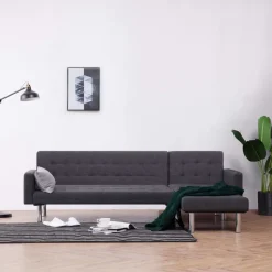 Sofá cama chaiselongue Five gris oscuro 69x218x155 cm