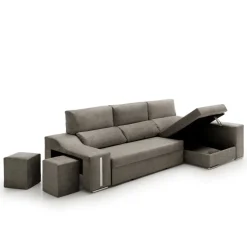 Sofá cama chaiselongue Giuliana Velare 3 plazas + 2 pufs 105x264x145 cm