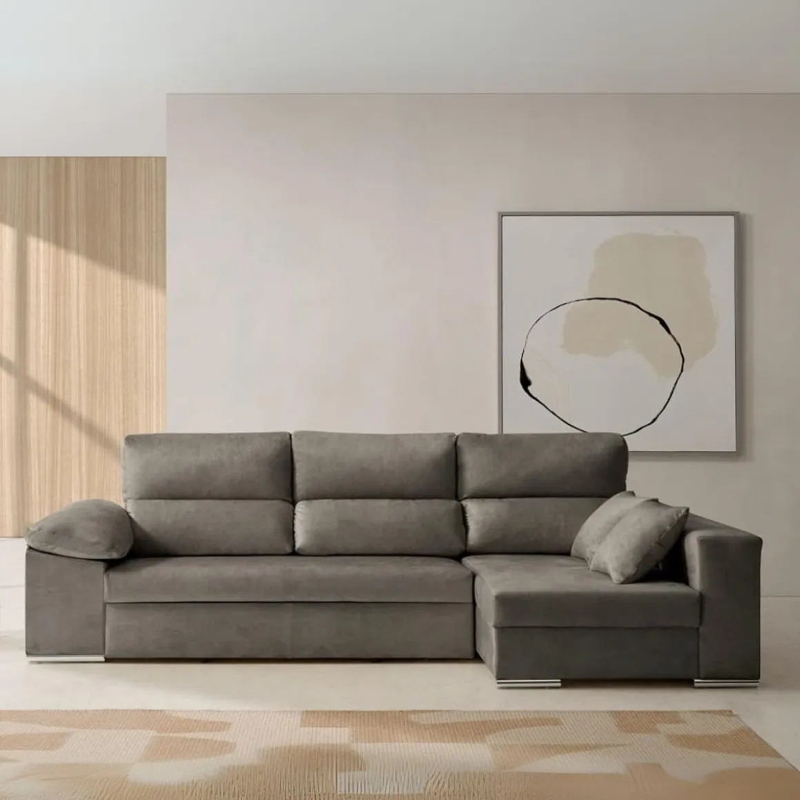 Sofá cama chaiselongue Giulia Velare 3 plazas arcón 105x264x145 cm