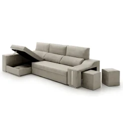 Sofá cama chaiselongue Giuliana Velare 3 plazas + 2 pufs 105x264x145 cm