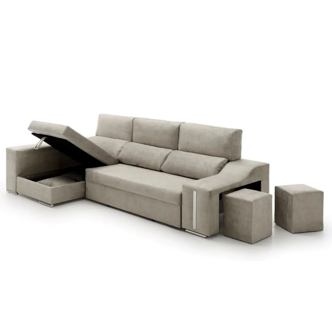 Sofá cama chaiselongue Giuliana Velare 3 plazas + 2 pufs 105x264x145 cm