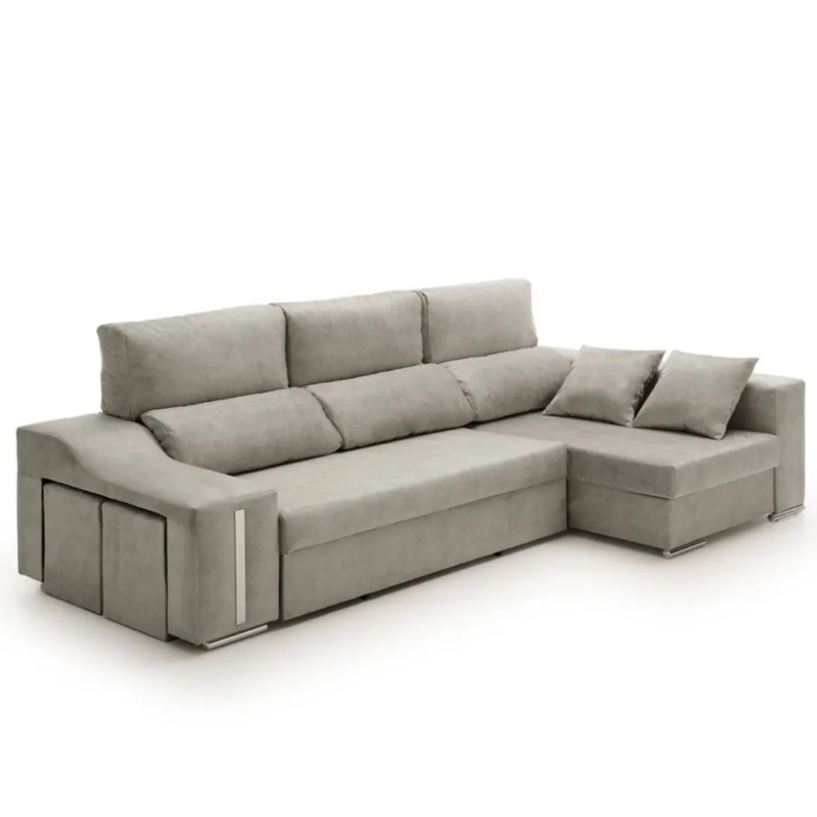 Sofá cama chaiselongue Giuliana Velare 3 plazas + 2 pufs 105x264x145 cm