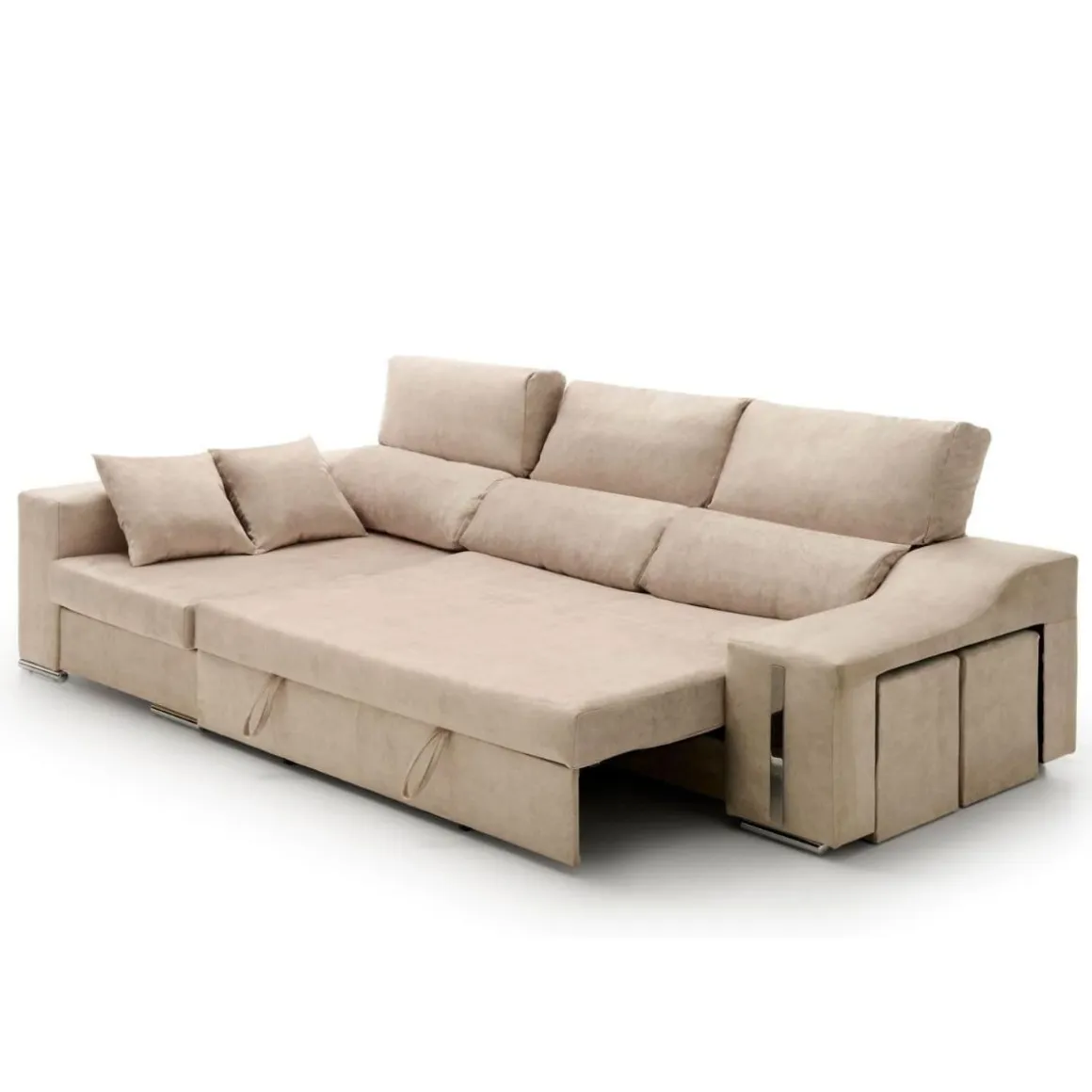 Sofá cama chaiselongue Giuliana Velare 3 plazas + 2 pufs 105x264x145 cm