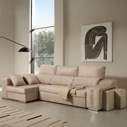 Sofá cama chaiselongue Giuliana Velare 3 plazas + 2 pufs 105x264x145 cm