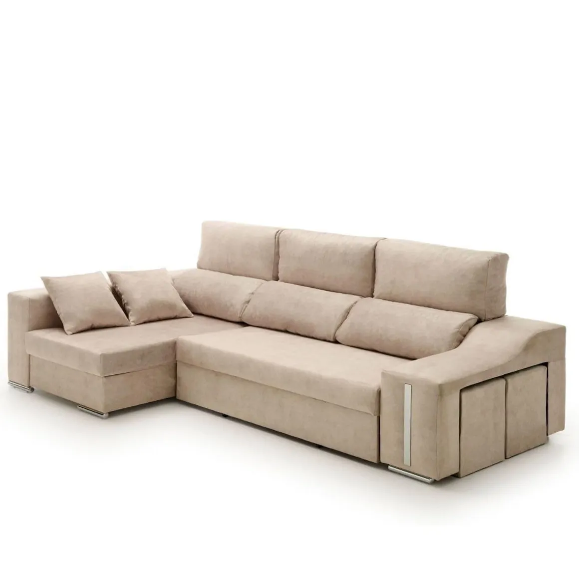 Sofá cama chaiselongue Giuliana Velare 3 plazas + 2 pufs 105x264x145 cm