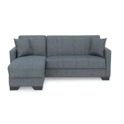 Sofá cama chaiselongue Helen 3 plazas con almacenamiento gris 84x215x60-170 cm