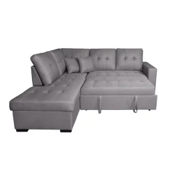 Sofá cama chaiselongue Isis esquinero con 2 cojines gris 96x230x212 cm