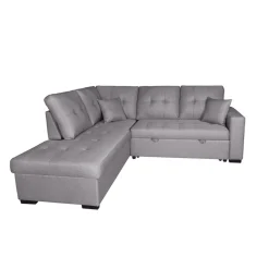 Sofá cama chaiselongue Isis esquinero con 2 cojines gris 96x230x212 cm