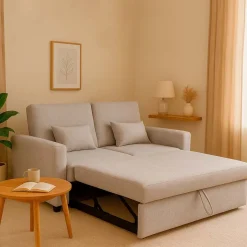 Sofá cama Ciro 2 plazas 2 cojines gris 87x146x88 cm