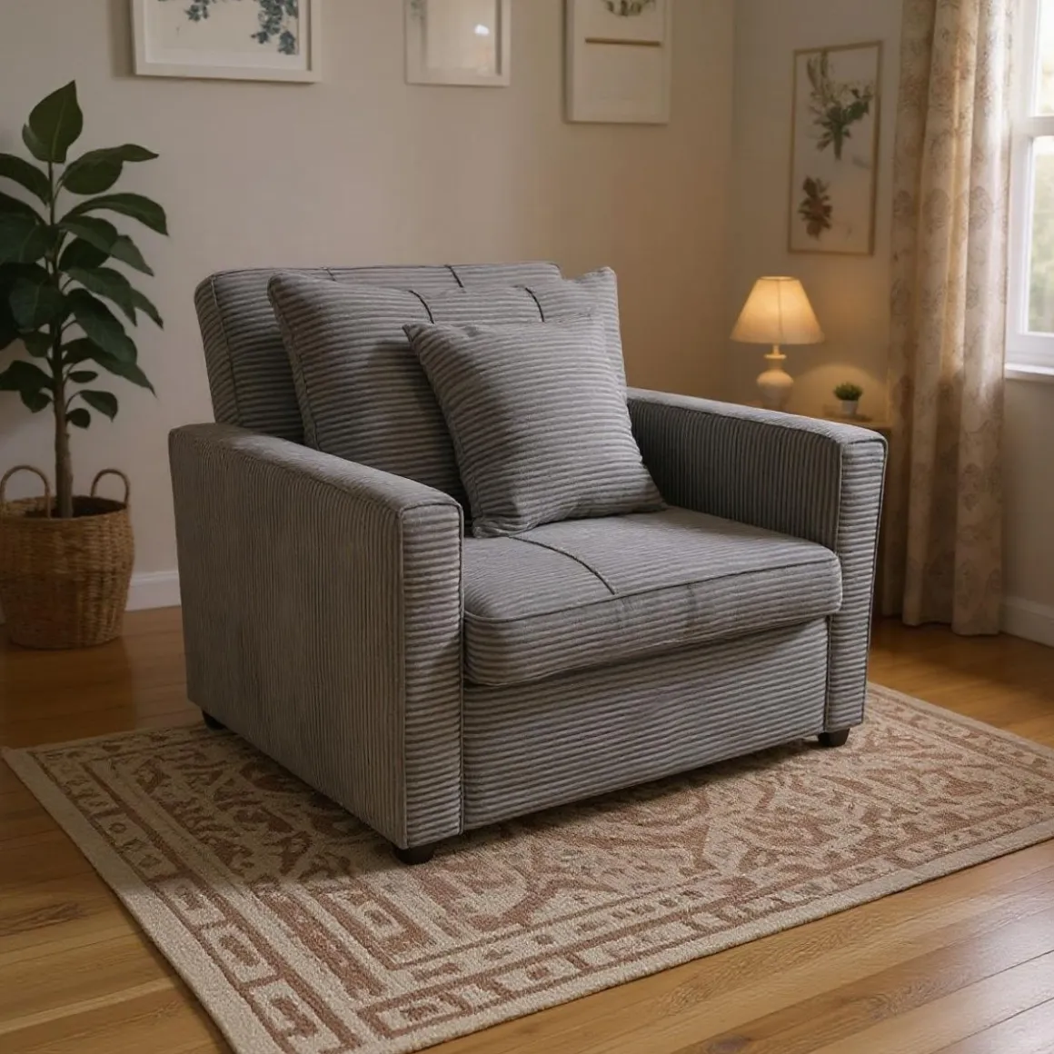 Sofá cama Corduroy respaldo reclinable 88x99x99 cm