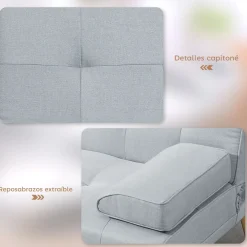 Sofá cama Cotton Homcom 3 plazas respaldo ajustable 78x181x77 cm