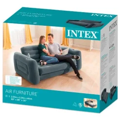 Sofá cama hinchable Intex 2 usuarios gris carbón 66x203x224 cm