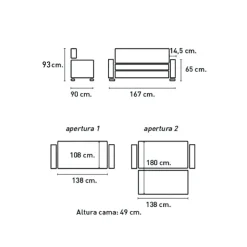 Sofá cama Izan gris 93x167x90 cm