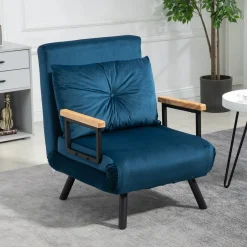 Sofá cama Júpiter Homcom individual diseño 4 en 1 azul 81x63x73 cm