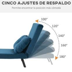 Sofá cama Júpiter Homcom individual diseño 4 en 1 azul 81x63x73 cm