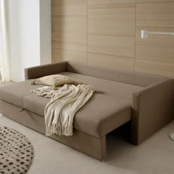 Sofá cama Julieta 3 plazas sistema clic clac marrón 85x184x75 cm