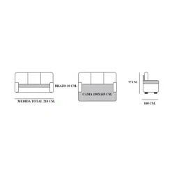 Sofá cama Julieta 3 plazas sistema clic clac marrón 85x184x75 cm