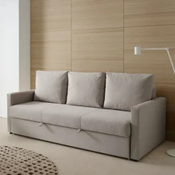Sofá cama Julieta 3 plazas sistema clic clac marrón 85x184x75 cm