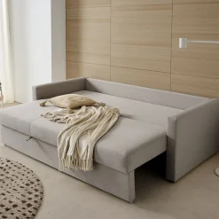 Sofá cama Julieta 3 plazas sistema clic clac marrón 85x184x75 cm