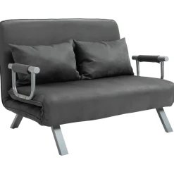 Sofá cama Lino Homcom 2 plazas respaldo ajustable gris 78x111x80 cm