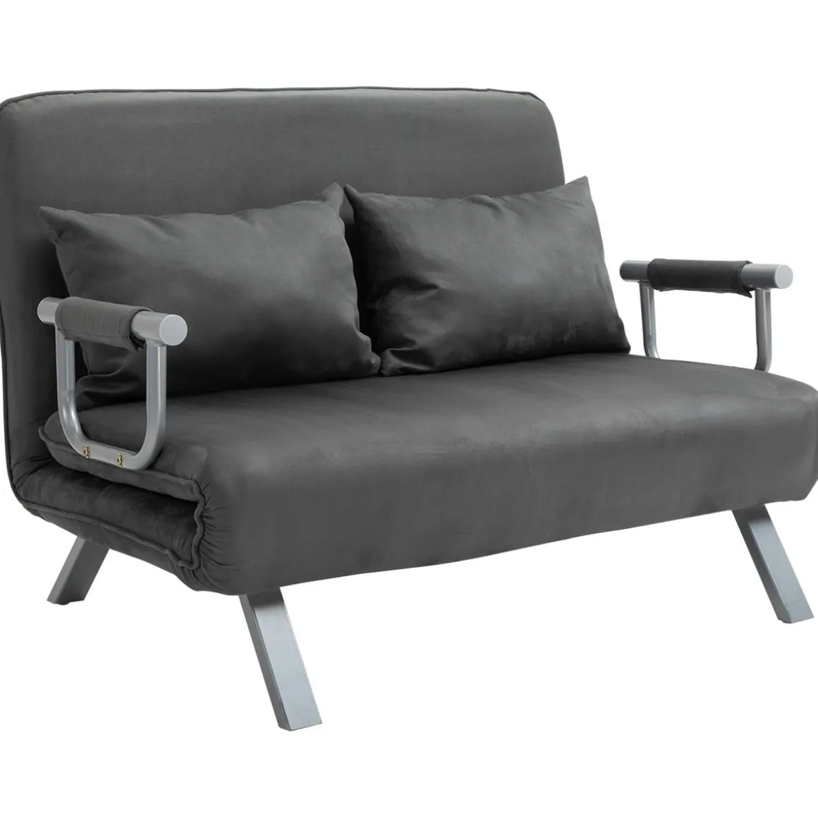 Sofá cama Lino Homcom 2 plazas respaldo ajustable gris 78x111x80 cm