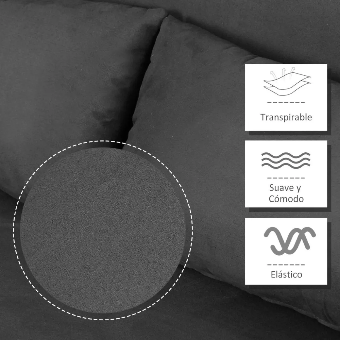 Sofá cama Lino Homcom 2 plazas respaldo ajustable gris 78x111x80 cm