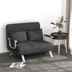Sofá cama Lino Homcom 2 plazas respaldo ajustable gris 78x111x80 cm