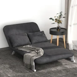 Sofá cama Lino Homcom 2 plazas respaldo ajustable gris 78x111x80 cm
