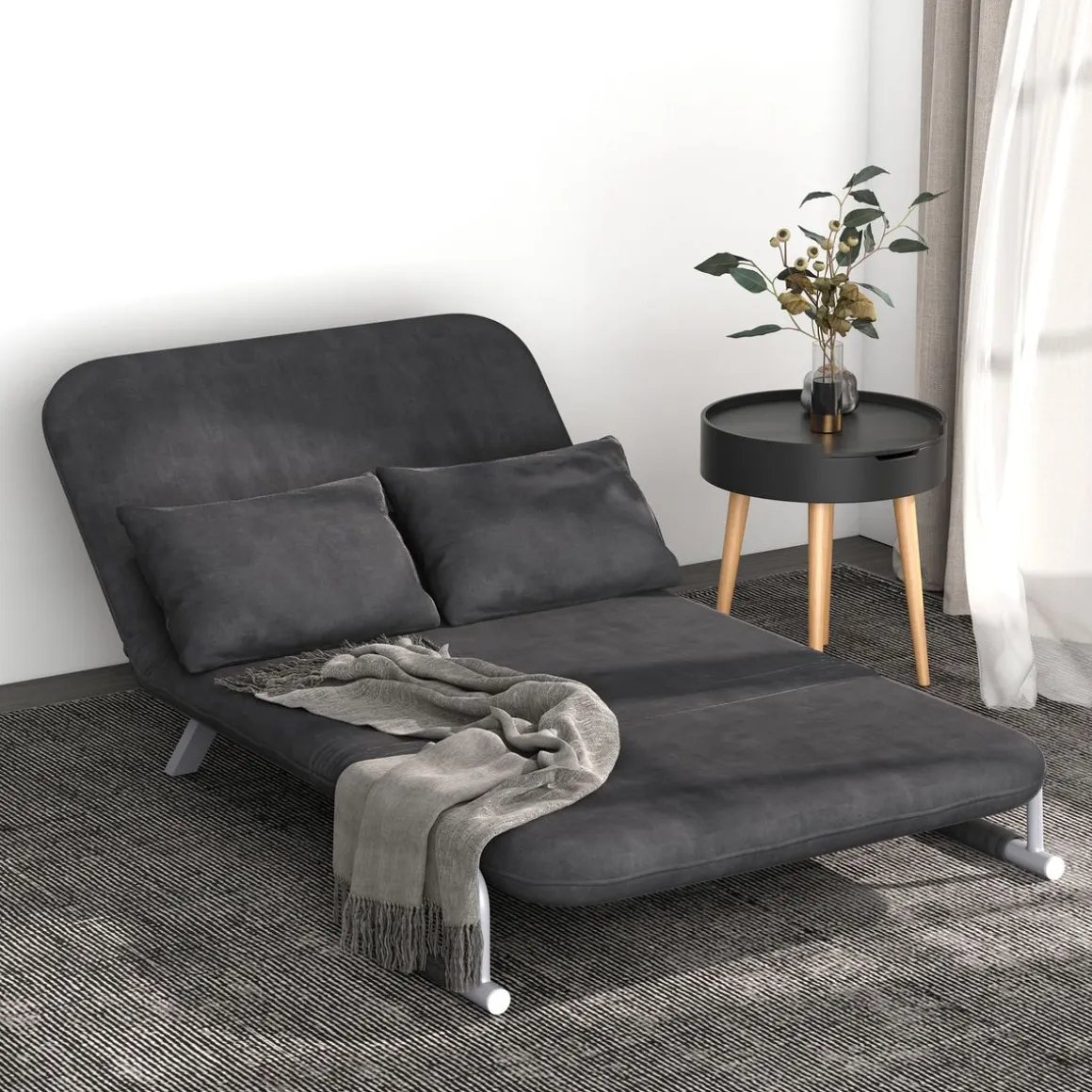 Sofá cama Lino Homcom 2 plazas respaldo ajustable gris 78x111x80 cm