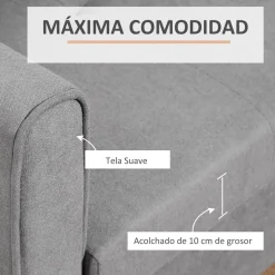 Sofá cama Lyla Homcom 2 plazas reposabrazos gris 81x152x101 cm