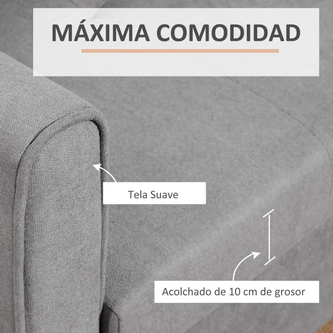 Sofá cama Lyla Homcom 2 plazas reposabrazos gris 81x152x101 cm