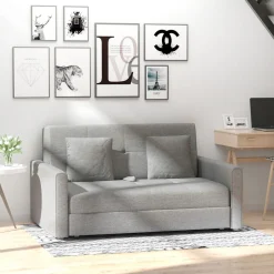 Sofá cama Lyla Homcom 2 plazas reposabrazos gris 81x152x101 cm