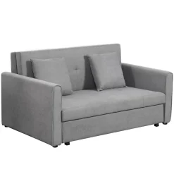 Sofá cama Lyla Homcom 2 plazas reposabrazos gris 81x152x101 cm