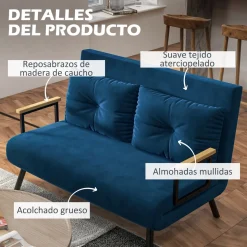 Sofá cama Mangata Homcom 3 en 1 respaldo ajustable 81x102x73 cm