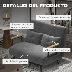 Sofá cama Mangata Homcom 3 en 1 respaldo ajustable 81x102x73 cm