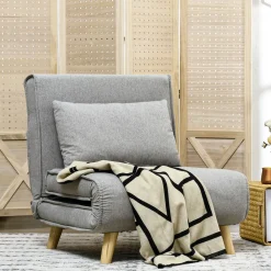 Sofá cama Martina Homcom respaldo ajustable 5 posiciones gris 79x72x78 cm