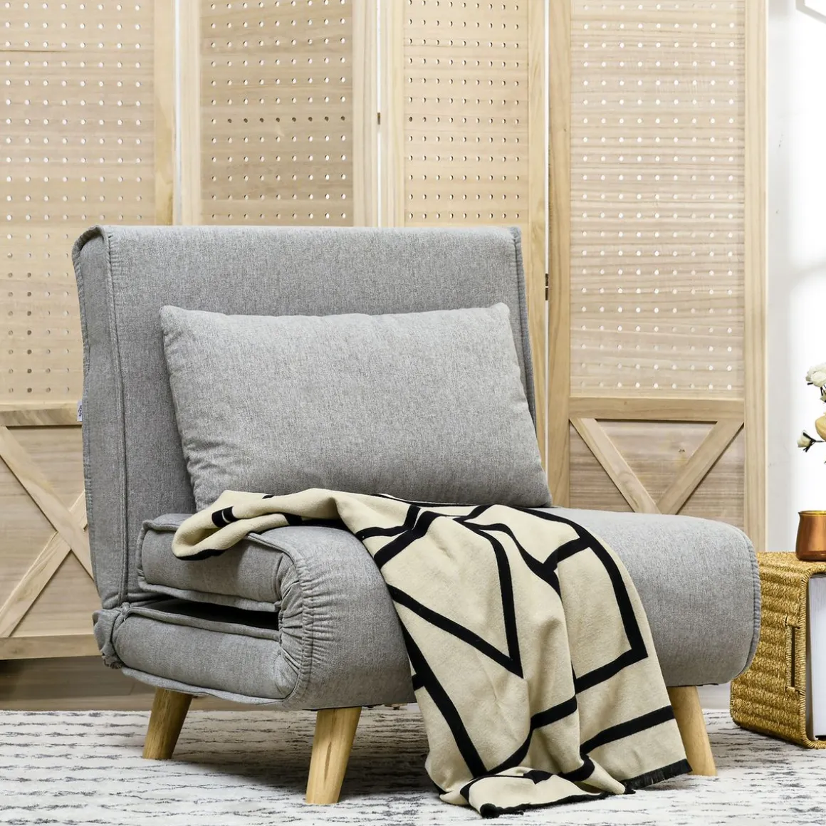 Sofá cama Martina Homcom respaldo ajustable 5 posiciones gris 79x72x78 cm
