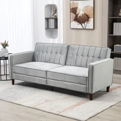 Sofá cama Paulo Homcom 3 plazas respaldo reclinable gris 78,5x189x80,5 cm