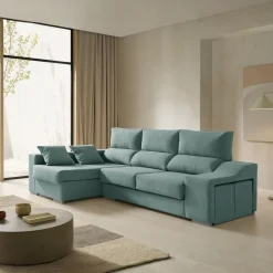 Sofá chaiselongue Amatista 3 plazas con arcón y 2 pufs 102x225x150 cm
