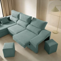 Sofá chaiselongue Amatista Plus 3 plazas reclinable y deslizante 102x265x150 cm