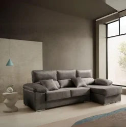 Sofá chaiselongue Beatrice Velare 3 plazas respaldos reclinables 85x260x140 cm