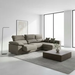 Sofá chaiselongue Calgary 3 plazas deslizante y reclinable tela Bronx 290 cm