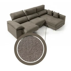Sofá chaiselongue Calgary 3 plazas deslizante y reclinable tela Bronx 290 cm