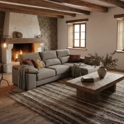 Sofá chaiselongue Calgary 3 plazas deslizante y reclinable tela Bronx 290 cm