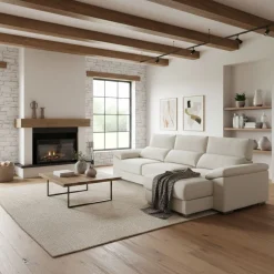 Sofá chaiselongue Calgary 3 plazas deslizante y reclinable tela sorrento 290 cm