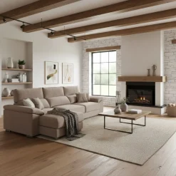 Sofá chaiselongue Calgary 3 plazas deslizante y reclinable tela sorrento 290 cm