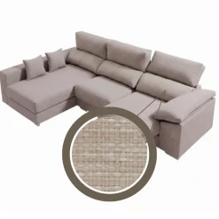 Sofá chaiselongue Calgary 3 plazas deslizante y reclinable tela sorrento 290 cm